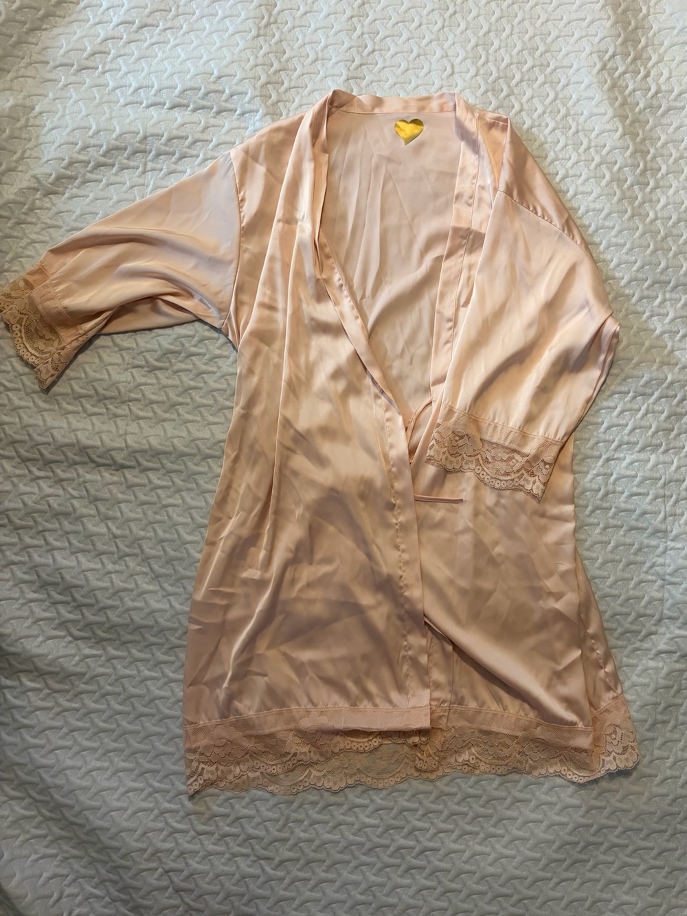 Luxe Satin Lace-Trim Robe in Blush - Women’s Intimates